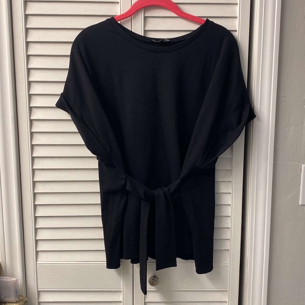Black Express Tie Front T-Shirt